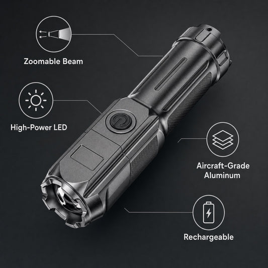 100000 Lumen Tactical USB Rechargeable LED Flashlight